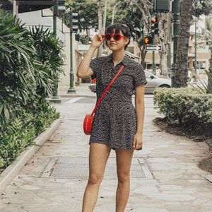 Urban Outfitters Black Dotted Romper